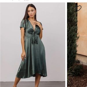 Baltic Born poppy satin midi dress in winter green